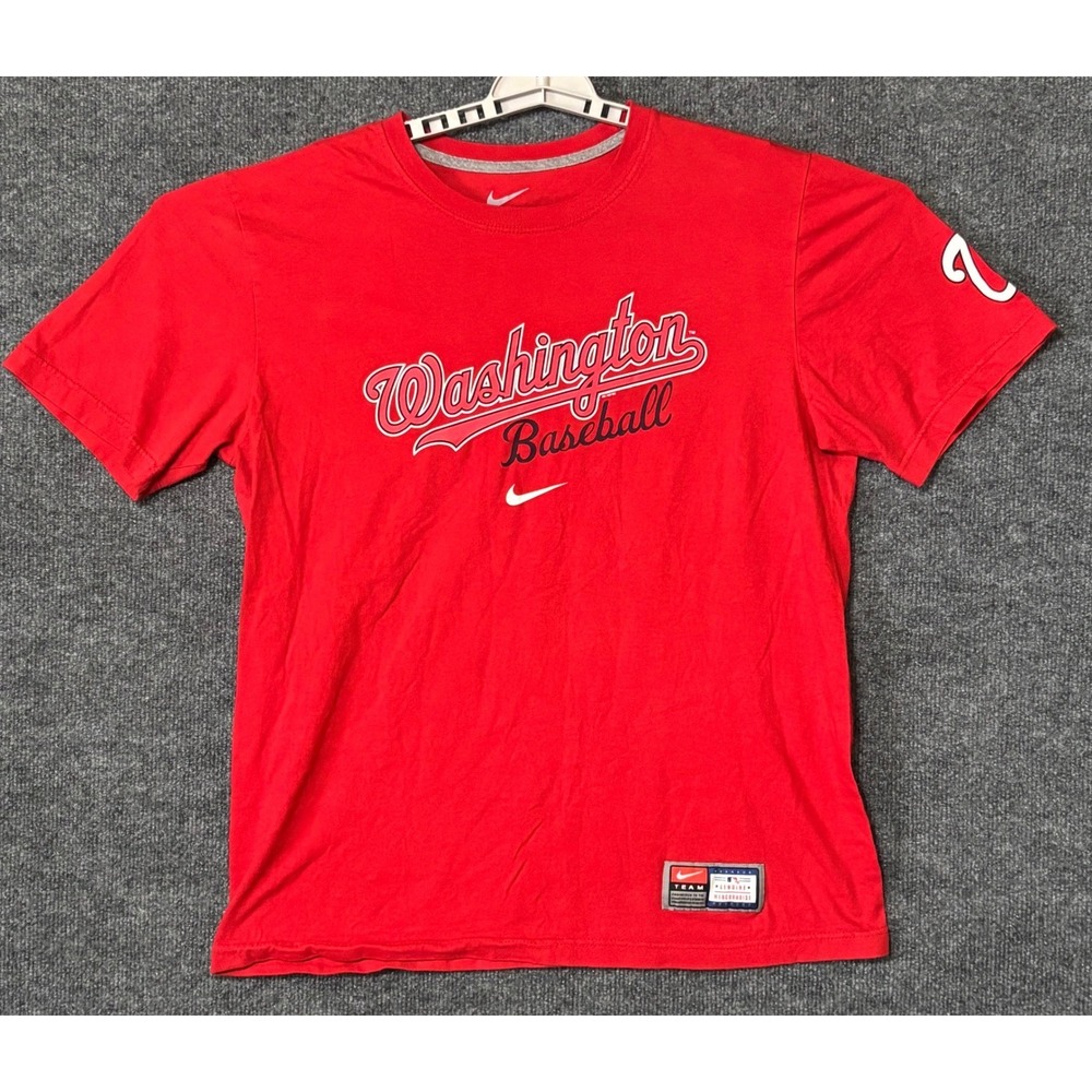 Nike Mens Medium T-Shirt Red Washington Nationals Baseball MLB Graphic Tee - Picture 1 of 9